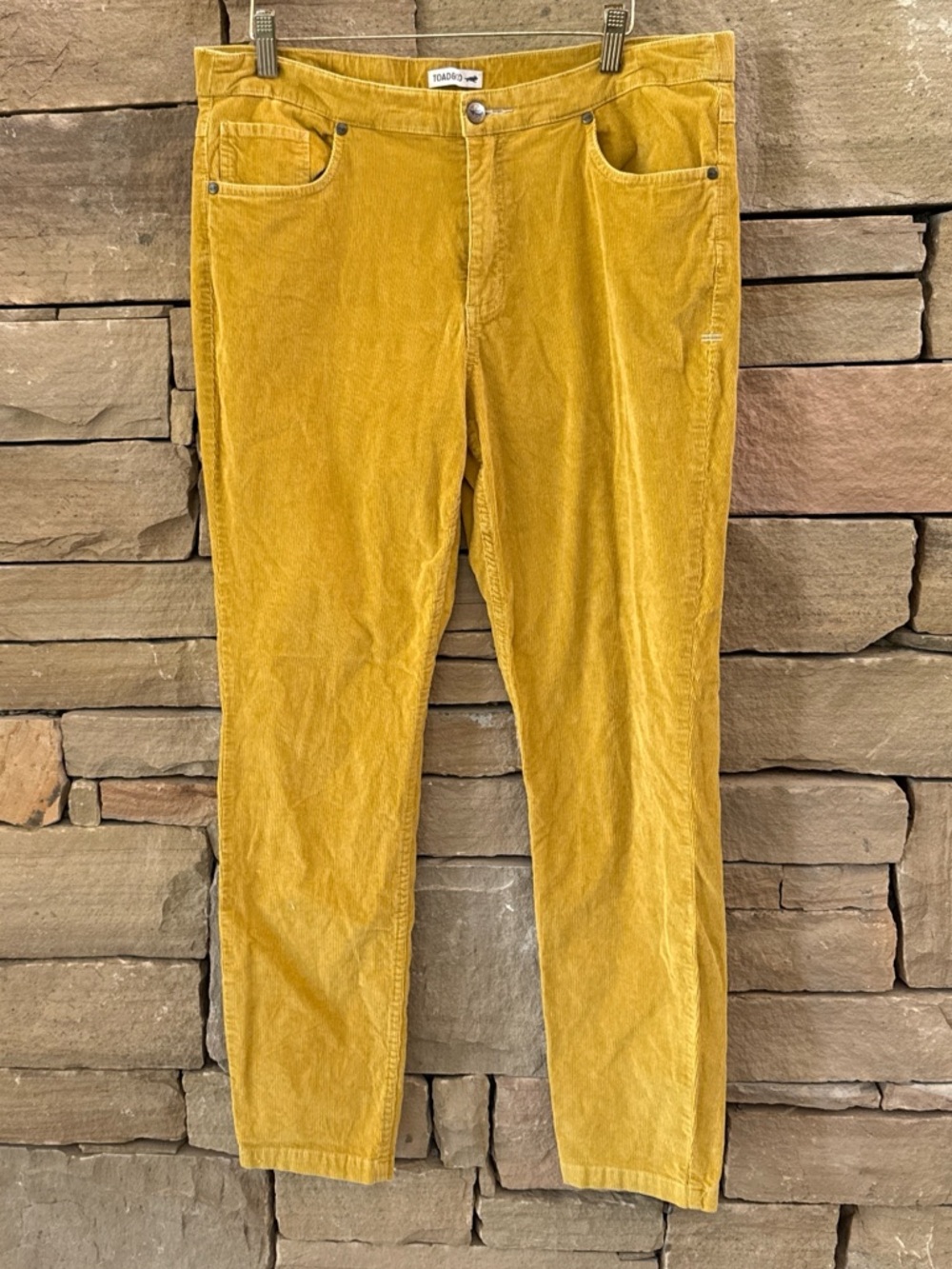 Toad & Co Corduroy Pants in Mustard Yellow - Casual Slim Fit with Stretch, Soft